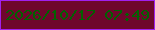 文字の大きさ：4、枠の色：a120ee、背景の色：6f072c、文字の色：026201 無料ブログパーツのブログ時計