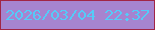 文字の大きさ：2、枠の色：a12545、背景の色：a684cf、文字の色：55cbf8 無料ブログパーツのブログ時計