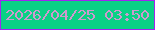 文字の大きさ：2、枠の色：a125f0、背景の色：0ad185、文字の色：ce99cf 無料ブログパーツのブログ時計