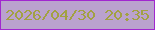 文字の大きさ：1、枠の色：a127cf、背景の色：baa2ce、文字の色：a2a142 無料ブログパーツのブログ時計