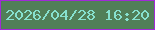 文字の大きさ：4、枠の色：a12ad7、背景の色：517f58、文字の色：87e1cf 無料ブログパーツのブログ時計
