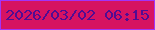 文字の大きさ：3、枠の色：a134f9、背景の色：d61362、文字の色：500c92 無料ブログパーツのブログ時計