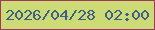 文字の大きさ：2、枠の色：a1375d、背景の色：ccdb76、文字の色：3f5f89 無料ブログパーツのブログ時計