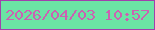 文字の大きさ：4、枠の色：a140ac、背景の色：6be4a4、文字の色：cc61b2 無料ブログパーツのブログ時計
