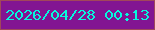 文字の大きさ：1、枠の色：a1475a、背景の色：821592、文字の色：05f9dd 無料ブログパーツのブログ時計