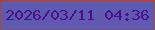 文字の大きさ：5、枠の色：a14841、背景の色：6059b0、文字の色：4c0e8c 無料ブログパーツのブログ時計