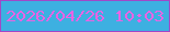 文字の大きさ：4、枠の色：a148c8、背景の色：3db0e1、文字の色：e864e5 無料ブログパーツのブログ時計