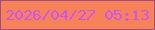 文字の大きさ：2、枠の色：a14c87、背景の色：f58356、文字の色：ce50fe 無料ブログパーツのブログ時計