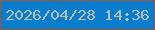 文字の大きさ：1、枠の色：a15238、背景の色：087dcc、文字の色：b7bfb0 無料ブログパーツのブログ時計