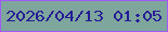 文字の大きさ：2、枠の色：a15afc、背景の色：7fa69d、文字の色：251c96 無料ブログパーツのブログ時計