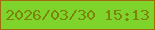 文字の大きさ：2、枠の色：a16a10、背景の色：7ed42b、文字の色：7d840b 無料ブログパーツのブログ時計