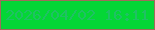 文字の大きさ：1、枠の色：a16b5b、背景の色：04d636、文字の色：1fc164 無料ブログパーツのブログ時計