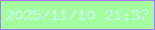 文字の大きさ：1、枠の色：a17cf3、背景の色：a5fb9f、文字の色：c7fbe9 無料ブログパーツのブログ時計