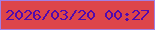 文字の大きさ：5、枠の色：a17fe5、背景の色：dd454b、文字の色：520aad 無料ブログパーツのブログ時計