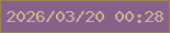 文字の大きさ：4、枠の色：a18345、背景の色：86618a、文字の色：d2b395 無料ブログパーツのブログ時計