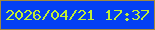 文字の大きさ：1、枠の色：a1893d、背景の色：0440f3、文字の色：c0ef34 無料ブログパーツのブログ時計