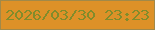 文字の大きさ：4、枠の色：a18949、背景の色：dd9128、文字の色：818c2b 無料ブログパーツのブログ時計