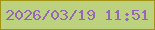 文字の大きさ：3、枠の色：a19414、背景の色：bcd27e、文字の色：9766b8 無料ブログパーツのブログ時計