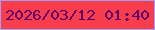 文字の大きさ：5、枠の色：a19efc、背景の色：f83e4d、文字の色：5e036e 無料ブログパーツのブログ時計