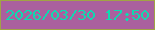 文字の大きさ：1、枠の色：a1a345、背景の色：aa609e、文字の色：0edab0 無料ブログパーツのブログ時計