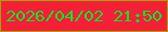 文字の大きさ：1、枠の色：a1a401、背景の色：f51f37、文字の色：0fe428 無料ブログパーツのブログ時計