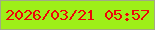 文字の大きさ：3、枠の色：a1ab84、背景の色：9eef19、文字の色：ee0509 無料ブログパーツのブログ時計