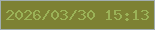 文字の大きさ：1、枠の色：a1adb1、背景の色：7d8133、文字の色：9bb257 無料ブログパーツのブログ時計