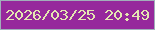 文字の大きさ：3、枠の色：a1aeba、背景の色：96289c、文字の色：e4e6b1 無料ブログパーツのブログ時計