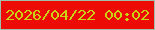 文字の大きさ：2、枠の色：a1beab、背景の色：ed0b06、文字の色：cad214 無料ブログパーツのブログ時計
