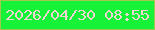 文字の大きさ：5、枠の色：a1c851、背景の色：16f238、文字の色：efd6d3 無料ブログパーツのブログ時計