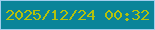 文字の大きさ：1、枠の色：a1cdec、背景の色：0a8499、文字の色：b4c20c 無料ブログパーツのブログ時計