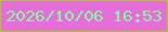 文字の大きさ：1、枠の色：a1d017、背景の色：e66dda、文字の色：87fb9b 無料ブログパーツのブログ時計