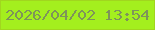 文字の大きさ：4、枠の色：a1d61f、背景の色：a4ef1e、文字の色：7e945a 無料ブログパーツのブログ時計