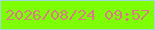 文字の大きさ：4、枠の色：a1d6db、背景の色：7eff05、文字の色：da7c86 無料ブログパーツのブログ時計