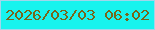 文字の大きさ：4、枠の色：a1d6eb、背景の色：18f3ee、文字の色：77661b 無料ブログパーツのブログ時計