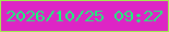文字の大きさ：3、枠の色：a1ed4e、背景の色：dd25c5、文字の色：1df27b 無料ブログパーツのブログ時計