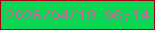 文字の大きさ：4、枠の色：a20013、背景の色：09d753、文字の色：c36e97 無料ブログパーツのブログ時計