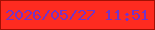 文字の大きさ：5、枠の色：a21004、背景の色：fe2b20、文字の色：7433c6 無料ブログパーツのブログ時計