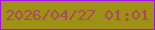 文字の大きさ：5、枠の色：a211e8、背景の色：9e9115、文字の色：a64a5d 無料ブログパーツのブログ時計