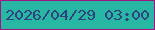 文字の大きさ：1、枠の色：a21382、背景の色：27b7a3、文字の色：304180 無料ブログパーツのブログ時計
