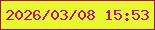 文字の大きさ：3、枠の色：a21602、背景の色：e7f730、文字の色：bb1275 無料ブログパーツのブログ時計