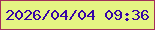 文字の大きさ：4、枠の色：a2305b、背景の色：e5f483、文字の色：3804a6 無料ブログパーツのブログ時計