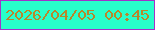 文字の大きさ：5、枠の色：a232c9、背景の色：27ffca、文字の色：b8862b 無料ブログパーツのブログ時計