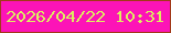 文字の大きさ：1、枠の色：a23919、背景の色：fc14b7、文字の色：ddee61 無料ブログパーツのブログ時計