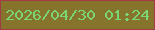 文字の大きさ：5、枠の色：a23b46、背景の色：86742c、文字の色：7ad674 無料ブログパーツのブログ時計
