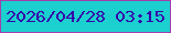 文字の大きさ：3、枠の色：a23fac、背景の色：1bd0cf、文字の色：3501aa 無料ブログパーツのブログ時計