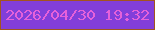 文字の大きさ：2、枠の色：a2541f、背景の色：823eda、文字の色：e561da 無料ブログパーツのブログ時計