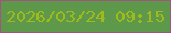 文字の大きさ：2、枠の色：a25481、背景の色：5e994b、文字の色：a0b91b 無料ブログパーツのブログ時計