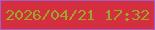 文字の大きさ：5、枠の色：a25dcb、背景の色：d52e3f、文字の色：9aa729 無料ブログパーツのブログ時計