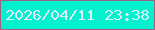 文字の大きさ：2、枠の色：a25f84、背景の色：01f2ce、文字の色：e3ecfa 無料ブログパーツのブログ時計